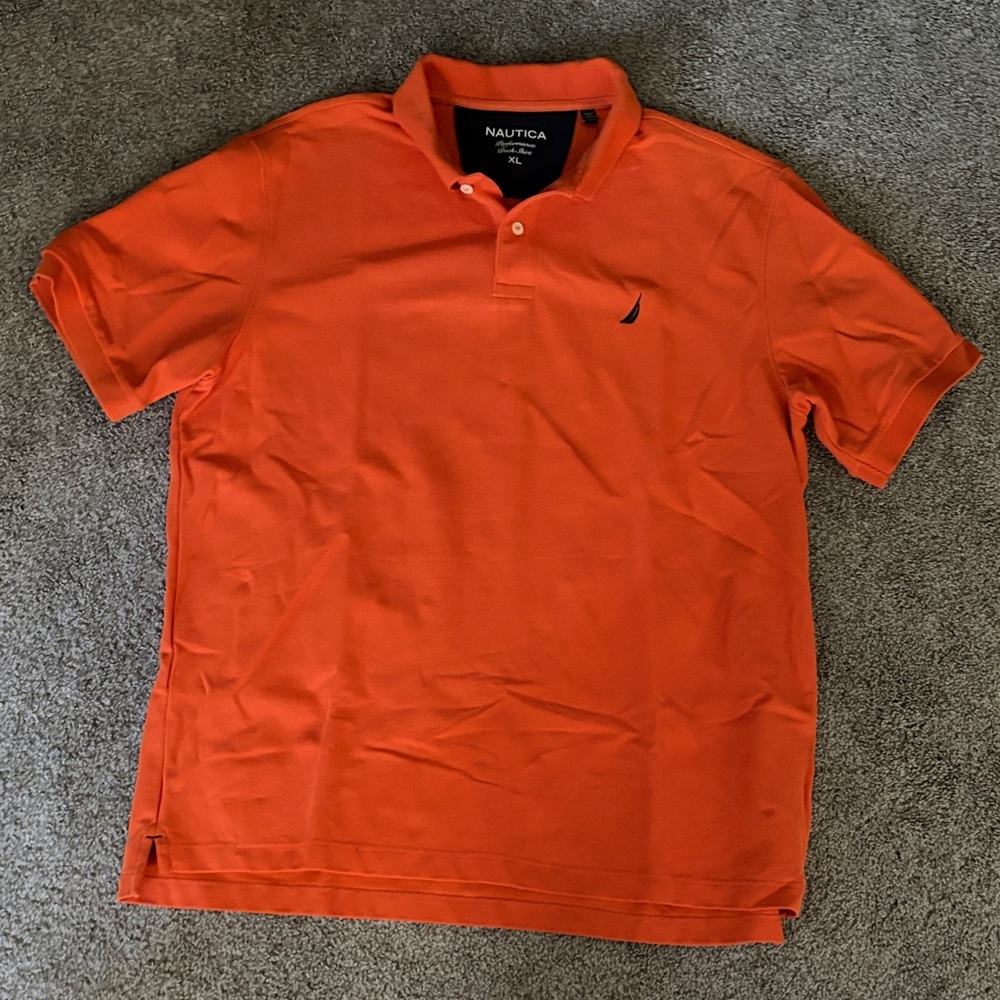 Nautica Men’s Bright Orange Short-Sleeve Polo